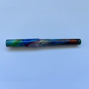 New Just Turnings Fountain Pen Resin Banded Translucent Rainbow Broad Nib Jowo